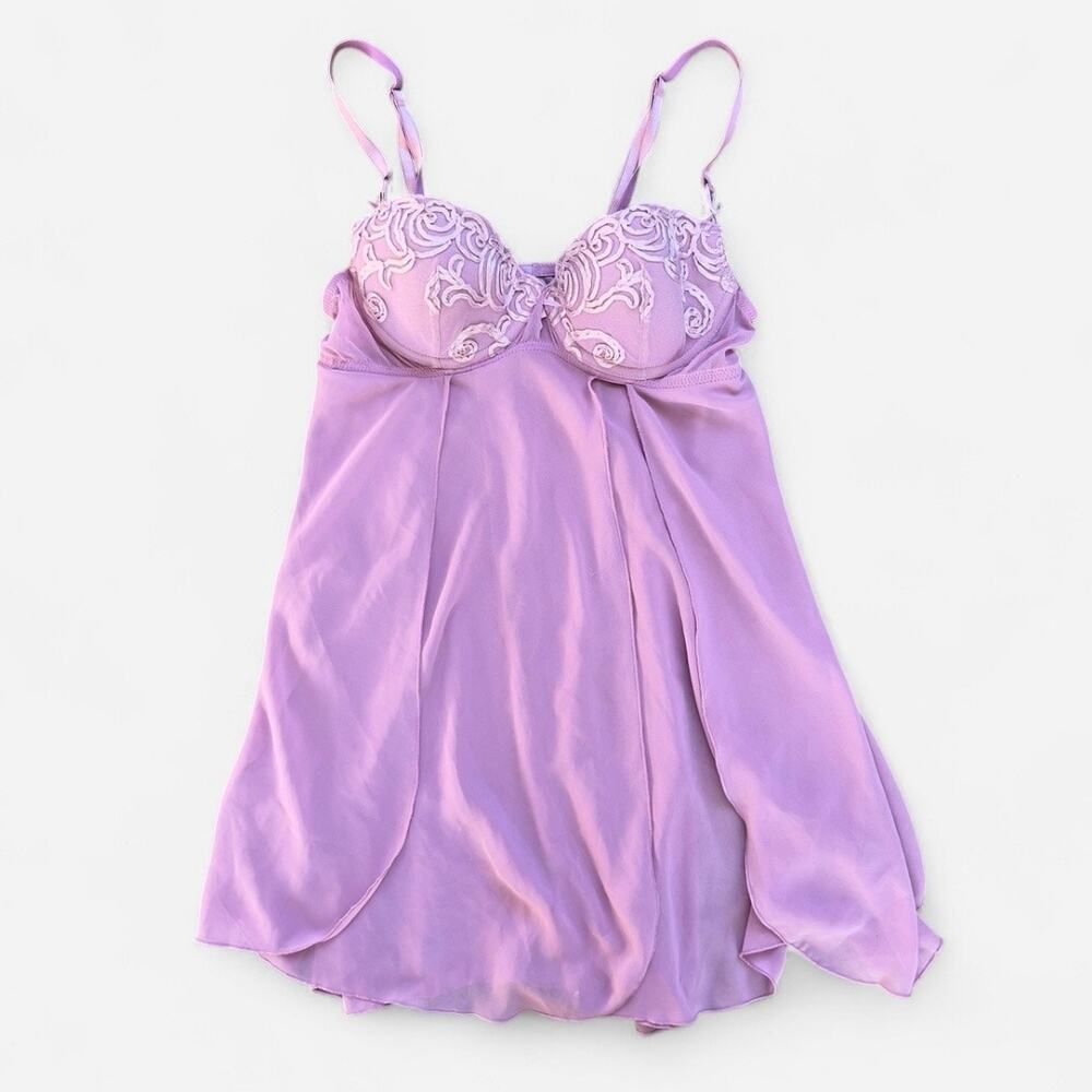 Delicates Lavender Fairy Swirl Ribbon Babydoll Top